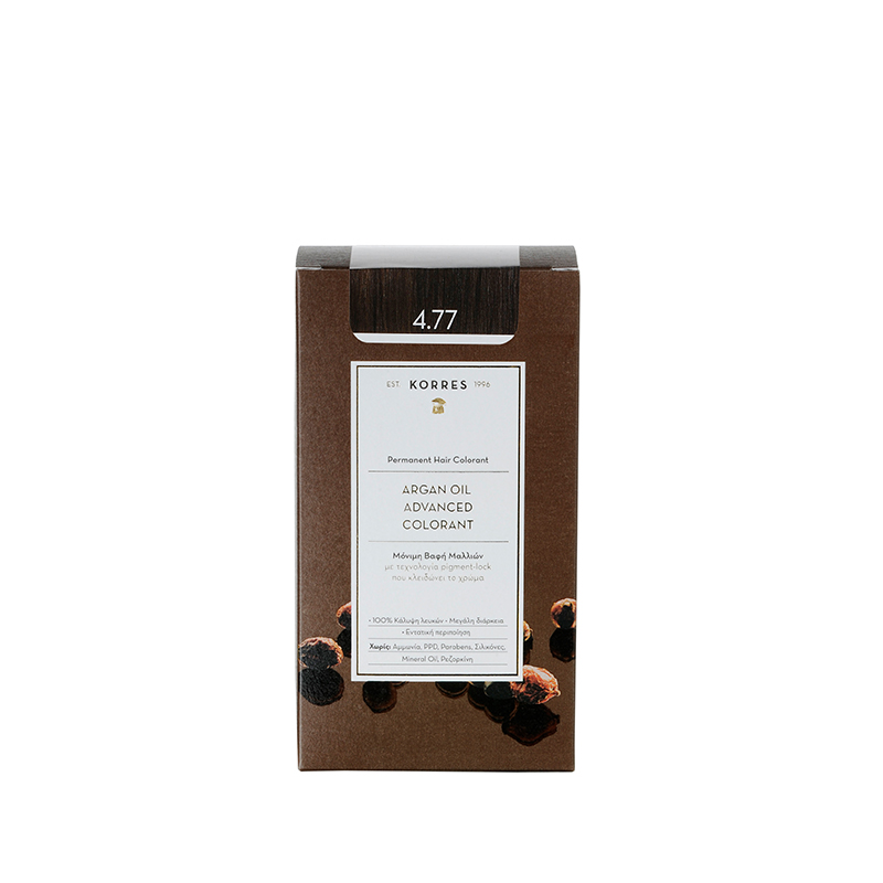 KORRES ΒΑΦΗ ΜΑΛΛΙΩΝ ARGAN OIL ADVANCED COLORANT 4.77 ΣΚΟΥΡΟ ΣΟΚΟΛΑΤΙ