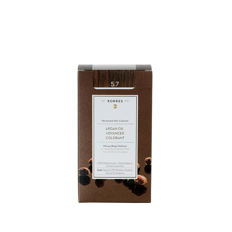 KORRES ΒΑΦΗ ΜΑΛΛΙΩΝ ARGAN OIL Advanced Colorant 5.7 ΣΟΚΟΛΑΤΙ