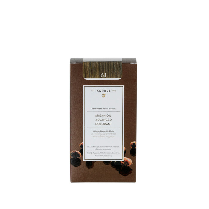 KORRES ΒΑΦΗ ΜΑΛΛΙΩΝ ARGAN OIL Advanced Colorant 6.1 ΞΑΝΘΟ ΣΚΟΥΡΟ ΣΑΝΤΡΕ