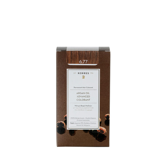 KORRES ΒΑΦΗ ΜΑΛΛΙΩΝ ARGAN OIL Advanced Colorant 6.77 ΠΡΑΛΙΝΑ