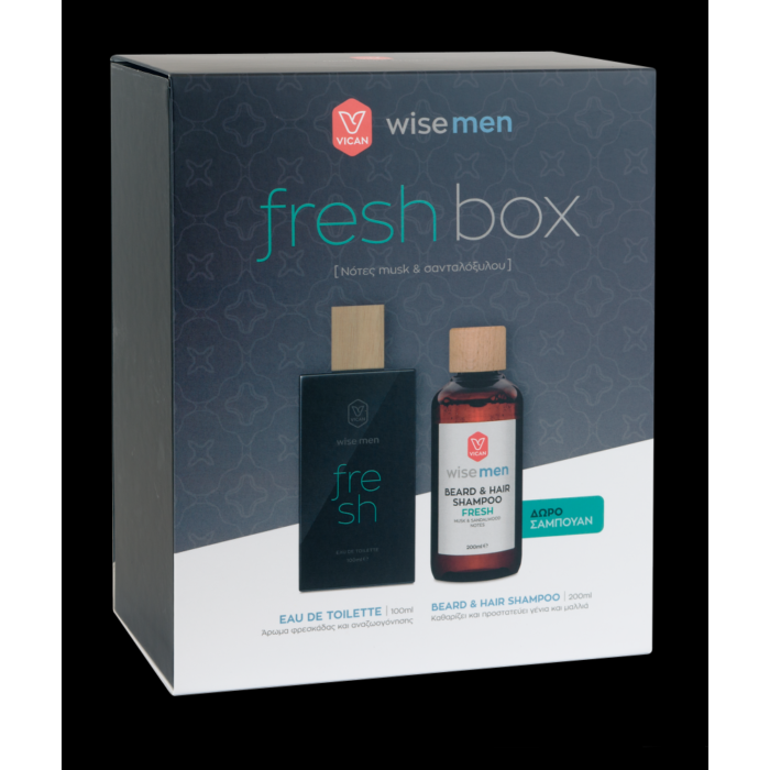 VICAN WISE MEN "FRESH BOX" - EAU DE TOILETTE & ΔΩΡΟ BEARD & HAIR SHAMPOO