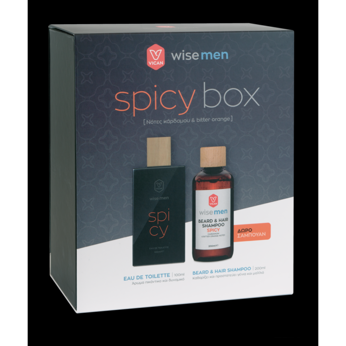 VICAN WISE MEN "SPICY BOX" - EAU DE TOILETTE & ΔΩΡΟ BEARD & HAIR SHAMPOO